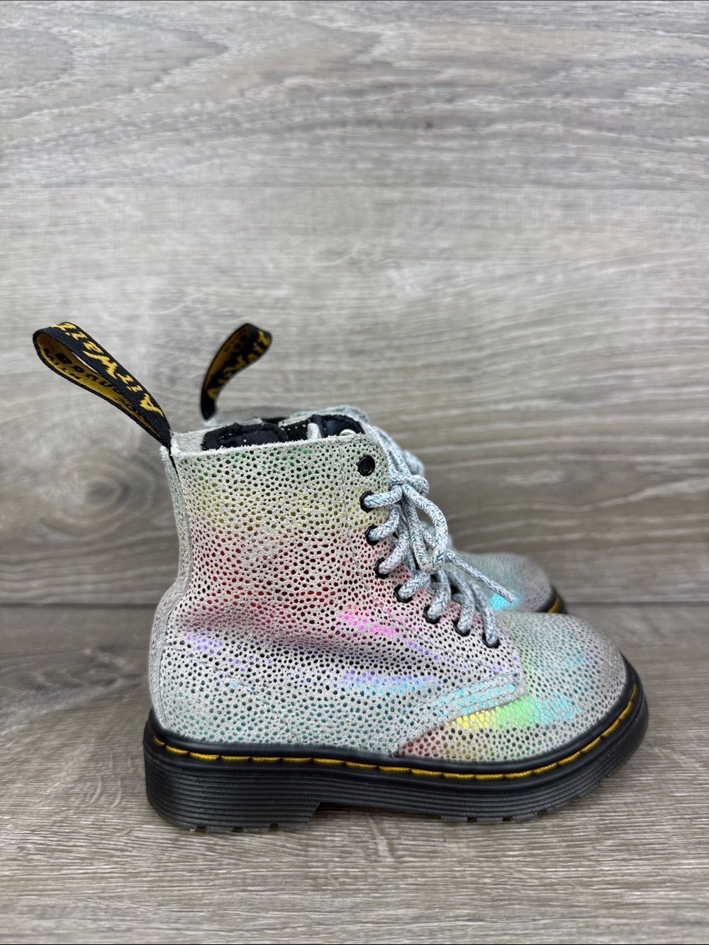 Dr Martens 1460 Pascal Iridescent 8-Eye Toddler Girl Sz 7 Rainbow Boots